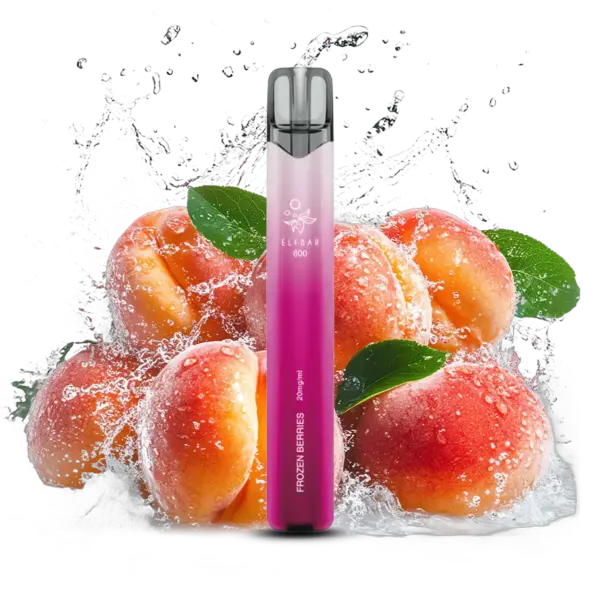Elfbar 800 Peach Ice Produktbild mit Pfirsich und Ice-Elementen