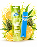 OnlyGrams Lemon Spritz Vape Produktbild mit Zitronen und Cannabis-Blättern