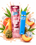 OnlyGrams Peach Ice Vape Produktbild mit Pfirsich und Ice-Elementen